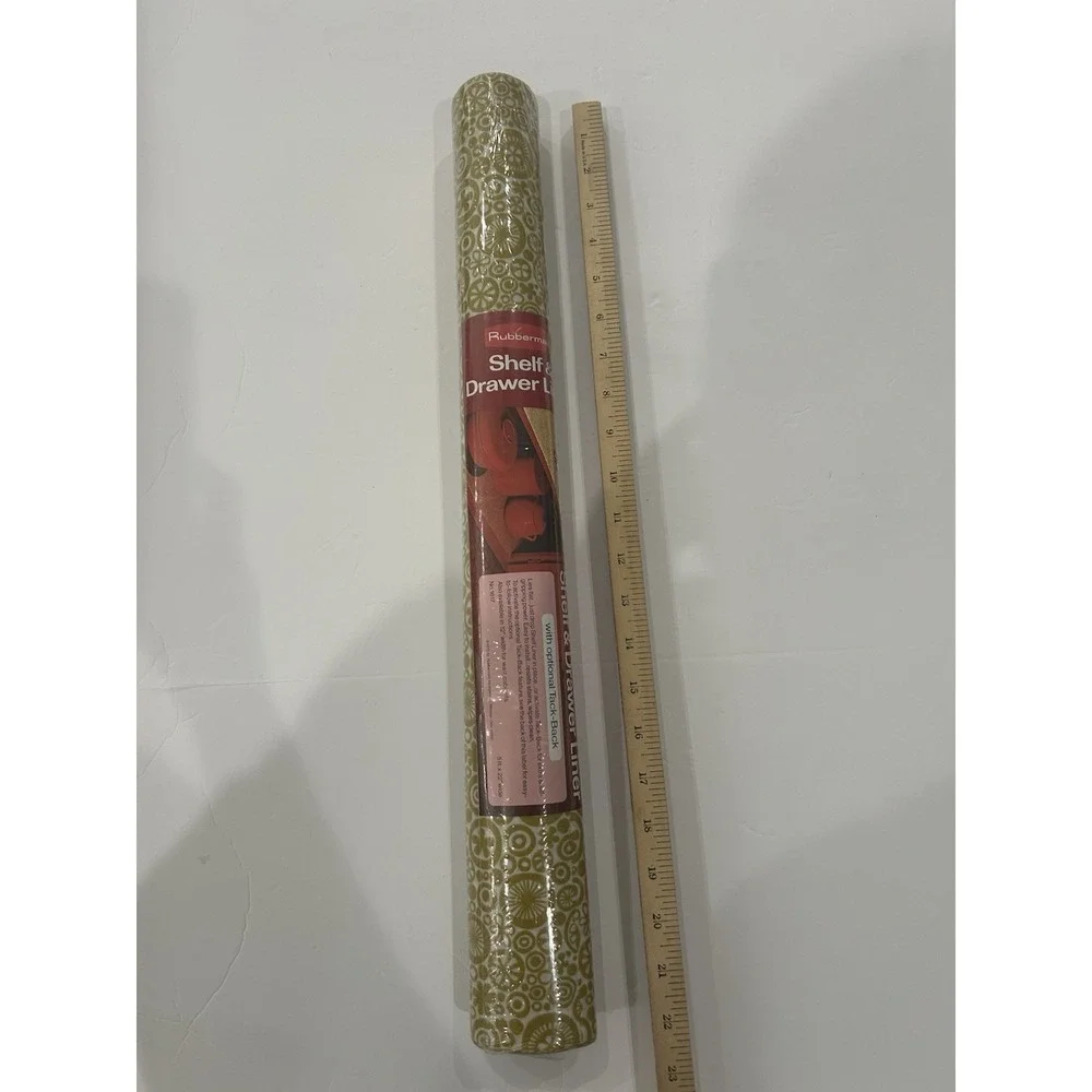 VTG Rubbermaid Shelf Liner Adhesive Tan Gold Floral‎ Retro 60s 70s 5' x 22
